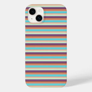 Cute blue brown stripes Case-Mate iPhone 14 plus case