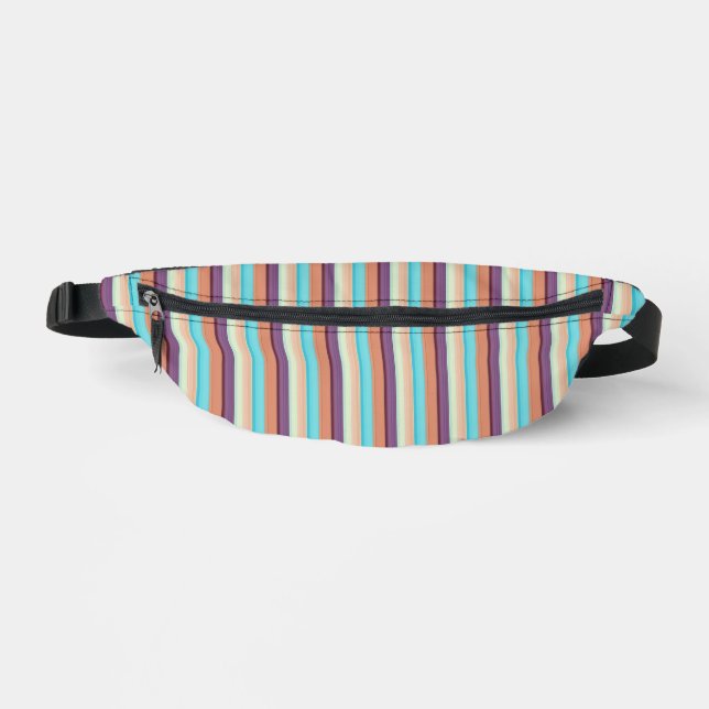 Cute blue brown stripes  fanny pack (Front)