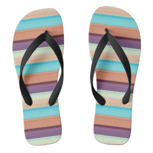 Cute blue brown stripes flip flops