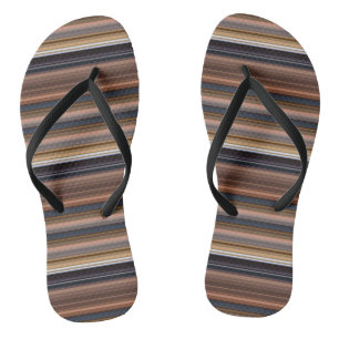 Cute blue brown stripes flip flops