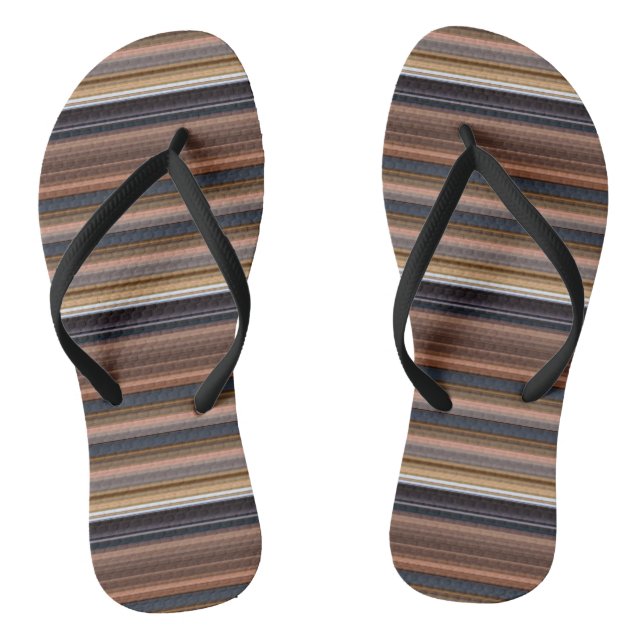 Cute blue brown stripes flip flops (Footbed)
