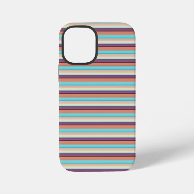 Cute blue brown stripes  iPhone case (Back)