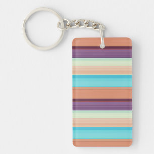 Cute blue brown stripes keychain