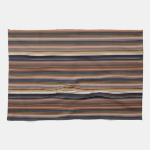 Cute blue brown stripes kitchen towel