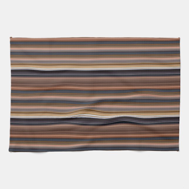 Cute blue brown stripes kitchen towel (Horizontal)