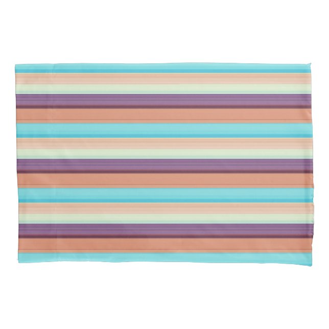 Cute blue brown stripes  pillowcase (Front-Left)