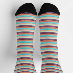 Cute blue brown stripes socks