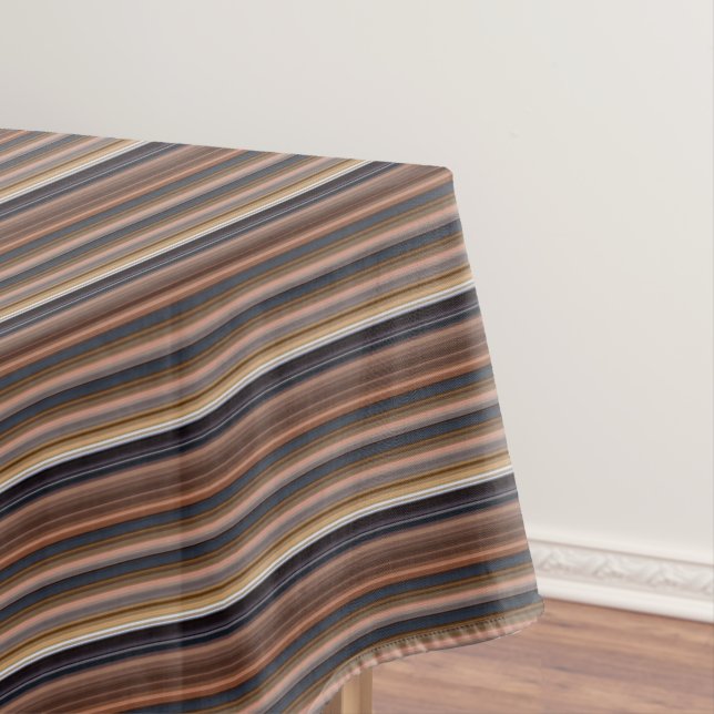 Cute blue brown stripes tablecloth (In Situ)