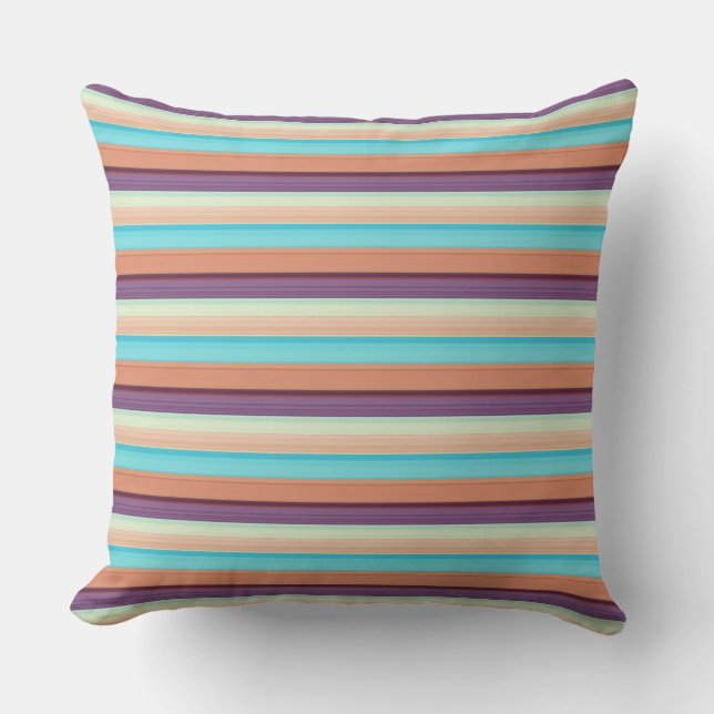 Cute blue brown stripes  throw pillow (Front)