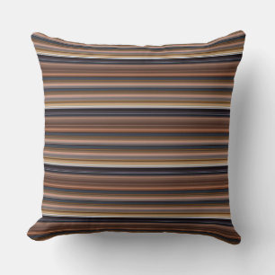 Cute blue brown stripes throw pillow