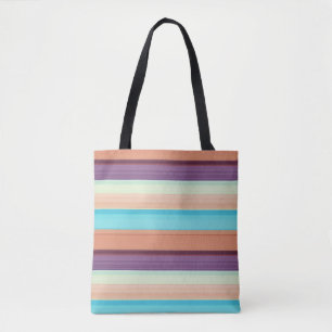Cute blue brown stripes tote bag