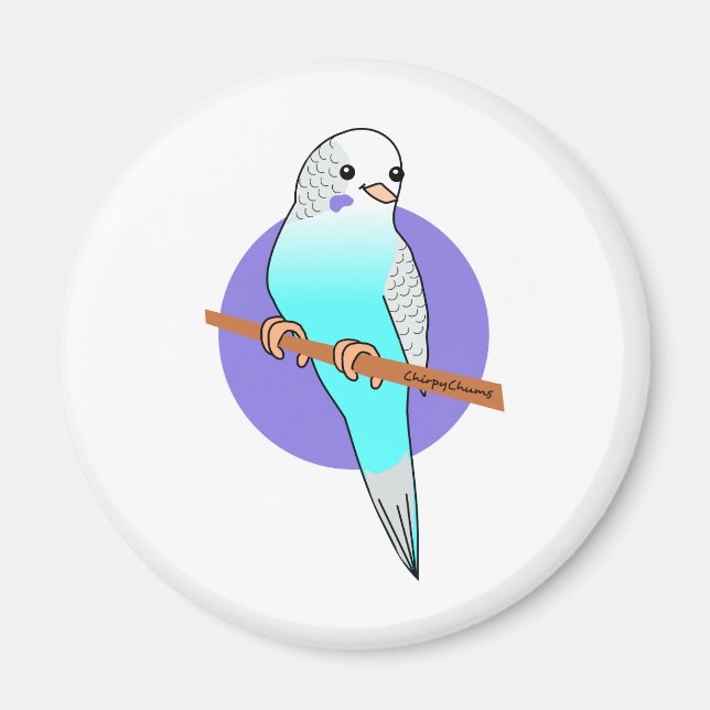 Cute Blue Budgie Magnet (Front)