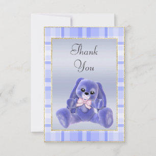 Cute Blue Bunny  Baby Shower Thank You Card