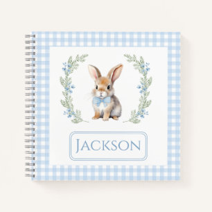 Cute blue bunny birthday baby boy gift notebook