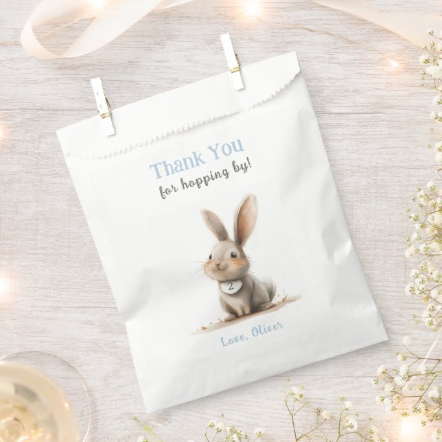 Cute Blue Bunny Birthday Thank You Favour Bags (Clipped)