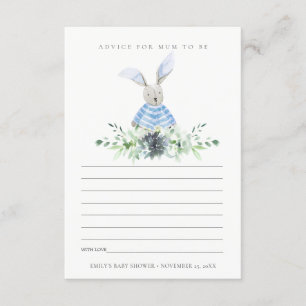 Cute Blue Bunny Foliage Advise for Mum Baby Shower Enclosure Card