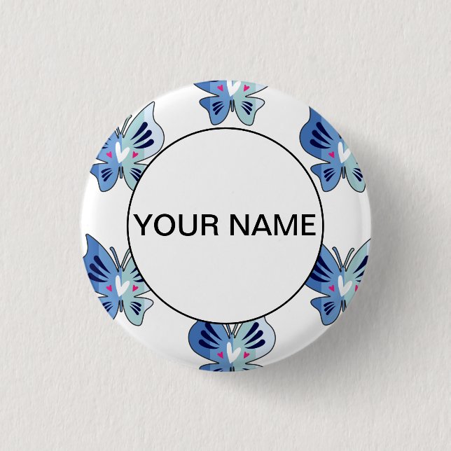 Cute Blue Butterflies 1 Inch Round Button (Front)