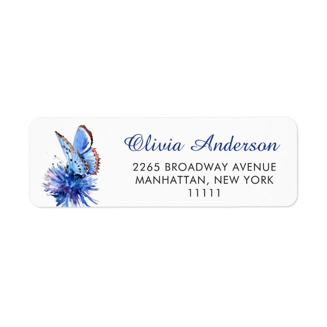 Cute Blue Butterfly Flower Moving Announcement (Front)