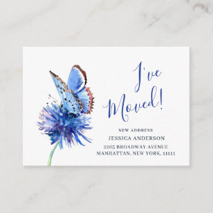 Cute Blue Butterfly Flower Moving Announcement