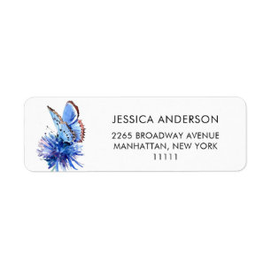 Cute Blue Butterfly Flower Moving Return Address