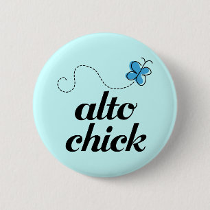 Cute Blue Butterfly Music Alto Chick Gift 2 Inch Round Button