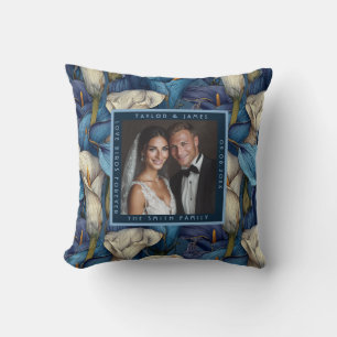 Cute Blue Calla Lilies Flower Minimalist Wedding Throw Pillow