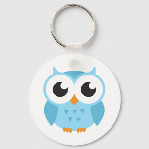 Cute blue cartoon baby owl keychain