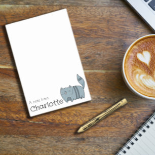 Cute blue cartoon cat name post-it notes