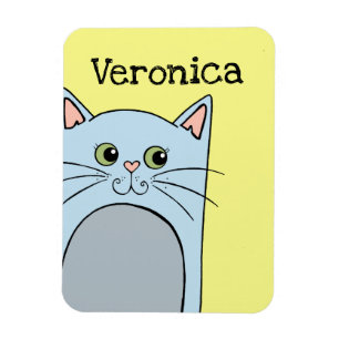 Cute Blue Cartoon Cat Personalized Magnet