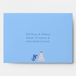 Cute Blue Cartoon Dog & Birthday Cake Party Envelope