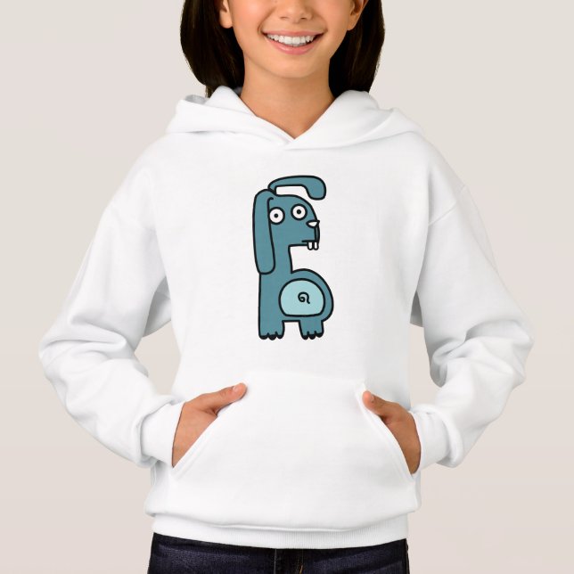 Cute Blue Cartoon Goat Girls Pullover (Front)