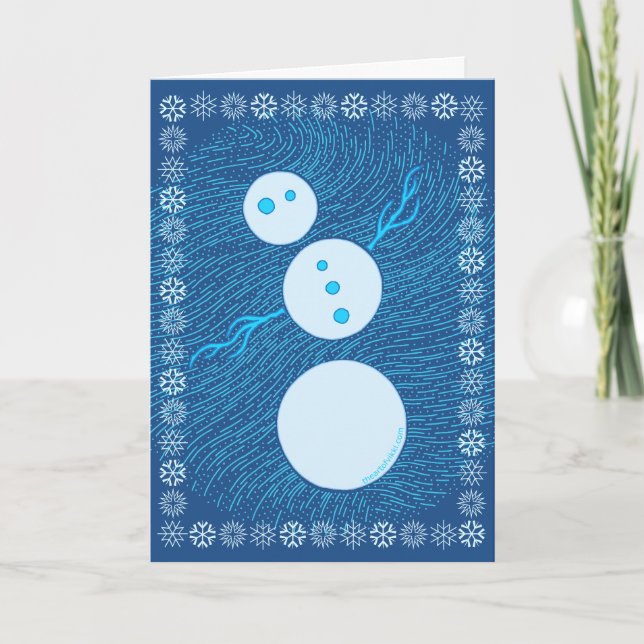 Cute Blue Cartoon Snowman Winter Christmas Holiday (Front)