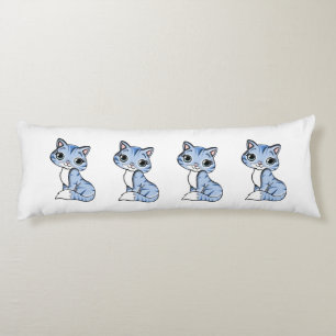 Cute blue cat cartoon body pillow