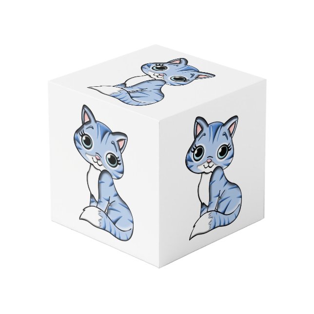 Cute blue cat cartoon cube (Front Angled)