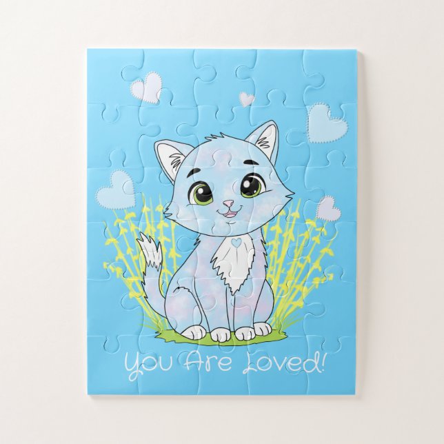 Cute blue cat jigsaw puzzle (Vertical)