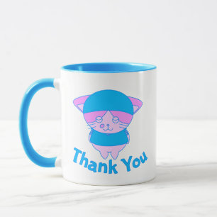 Cute Blue Cat Pattern Coffee Cups & Mugs