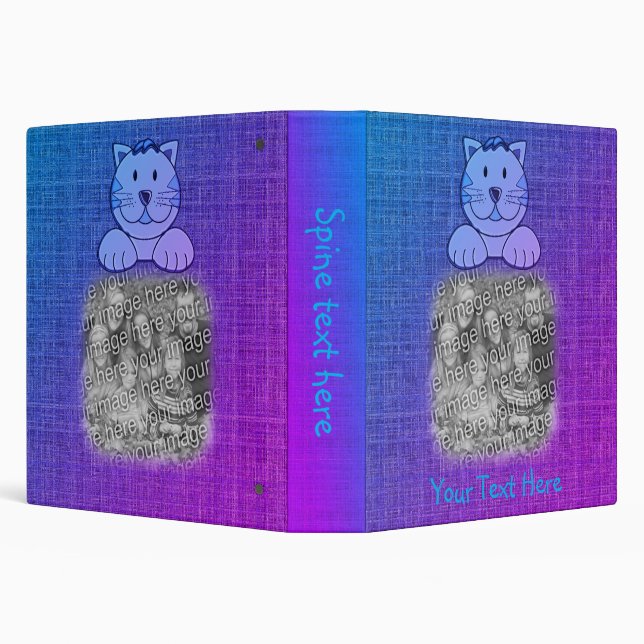Cute Blue Cat Personalized Photo  Binder (Background)