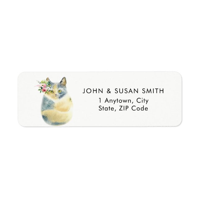 cute blue cat return address labels stickers (Front)