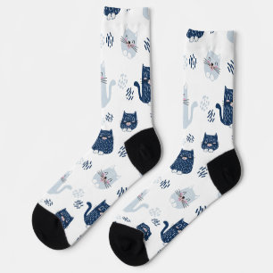 Cute Blue Cats Socks