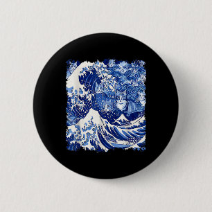 Cute Blue Cats Wave For Kamala Funny Blue Wave Of 2 Inch Round Button