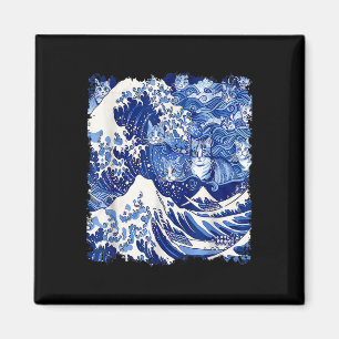 Cute Blue Cats Wave For Kamala Funny Blue Wave Of  Magnet