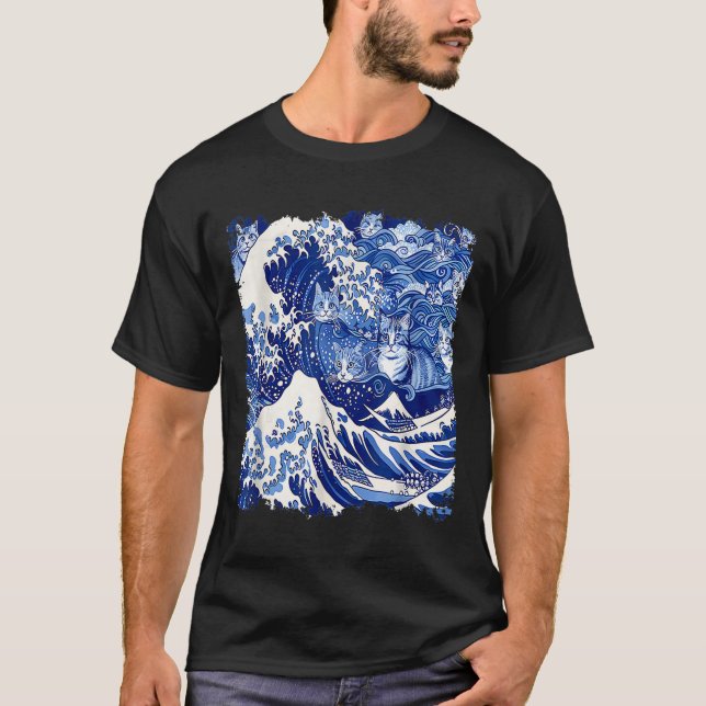Cute Blue Cats Wave For Kamala Funny Blue Wave Of  T-Shirt (Front)