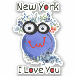 Cute Blue Character New York I Love You 
