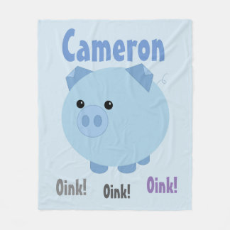 Cute Blue Chubby Pig Fleece Blanket