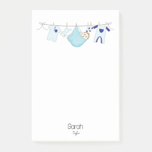 Cute Blue Clothesline illustration Modern  Post-it Notes