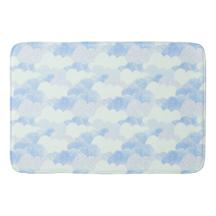 Cute Blue Cloudy Sky Abstract Pattern Bath Mat