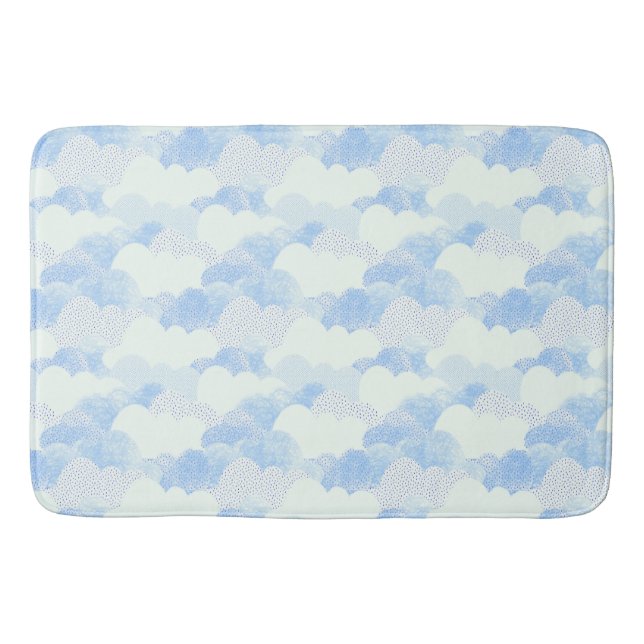 Cute Blue Cloudy Sky Abstract Pattern Bath Mat (Front)