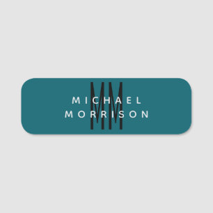 Cute Blue Colour Monogram Initial Letters Name Tag