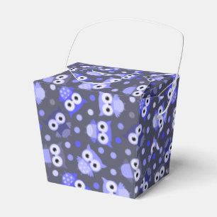 Cute blue colourful owl pattern favor box