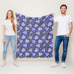 Cute blue colourful owl pattern fleece blanket
